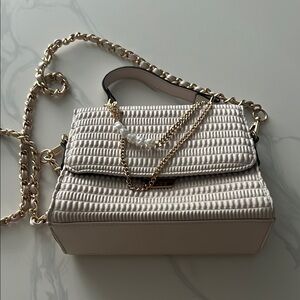 Aldo Cream Pleated Shoulder Bag with Chain Strap